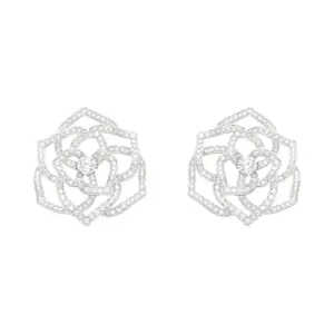 Piaget Rose earrings White Gold Diamond replica earrings G38U0082