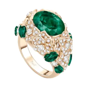 Piaget Rose fake diamond rings Rose goldgreen tourmalinefake diamond rings G34UW500