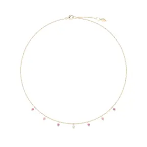 Piaget Sunlight necklace Rose Gold Pink Sapphire fake diamond necklace G37R5700