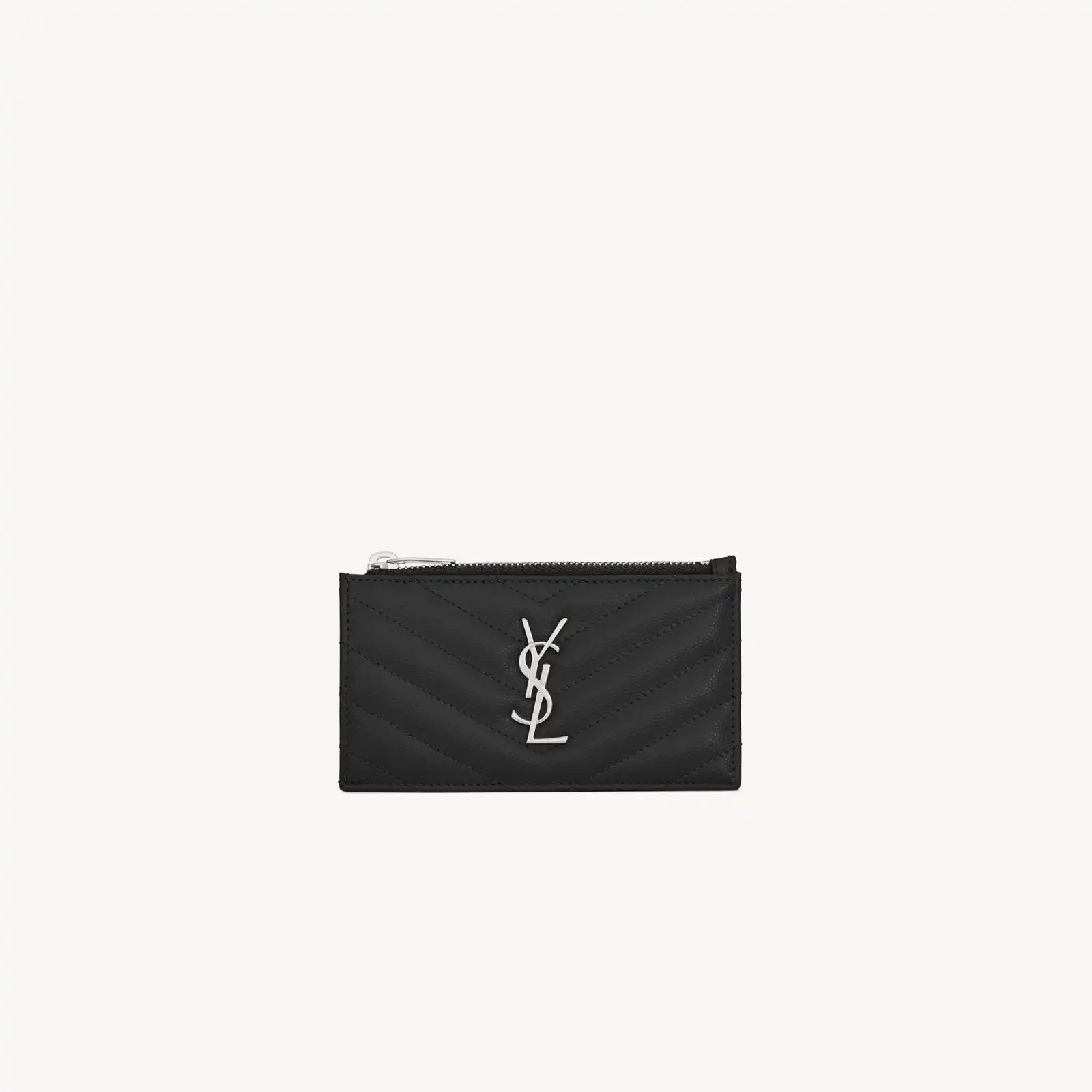 YSL Replica cassandre matelasse fragments card case in grain de poudre leather 607915BOW021000