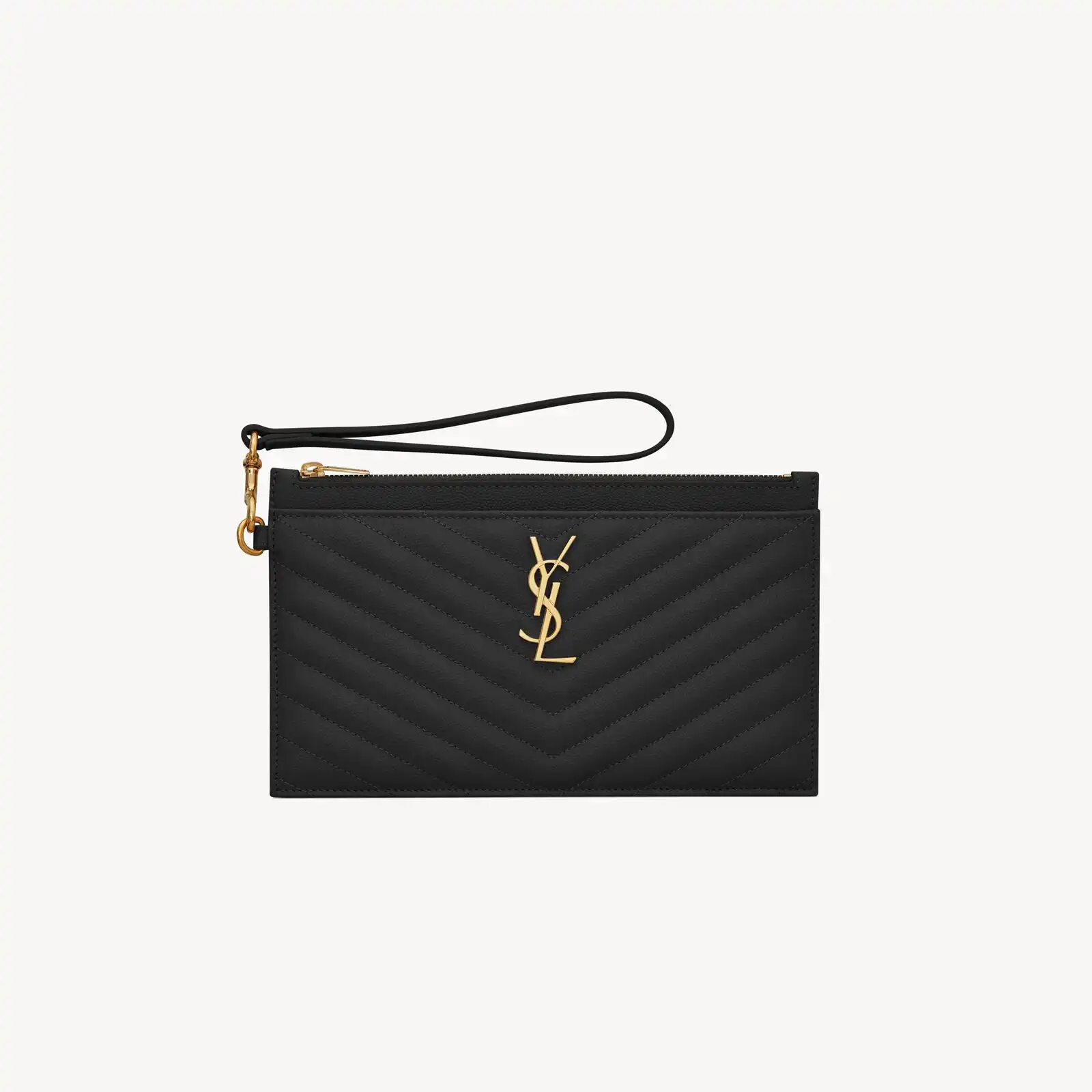 YSL Replica cassandre matelasse large pouch in grain de poudre leather 636313BOW011000
