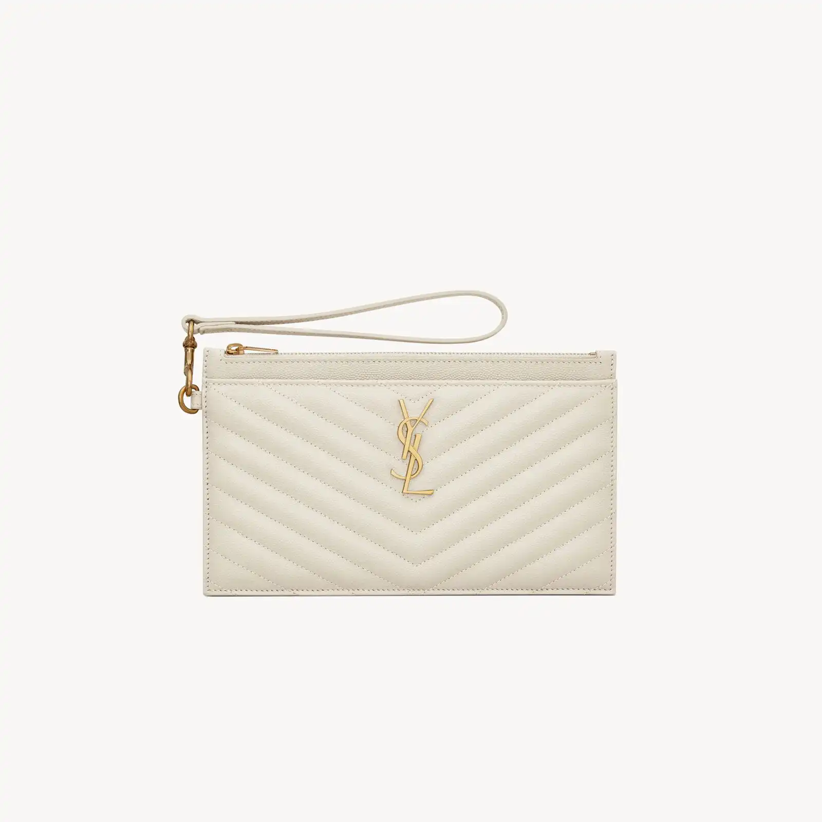 YSL Replica cassandre matelasse large pouch in grain de poudre leather 636313BOW019207