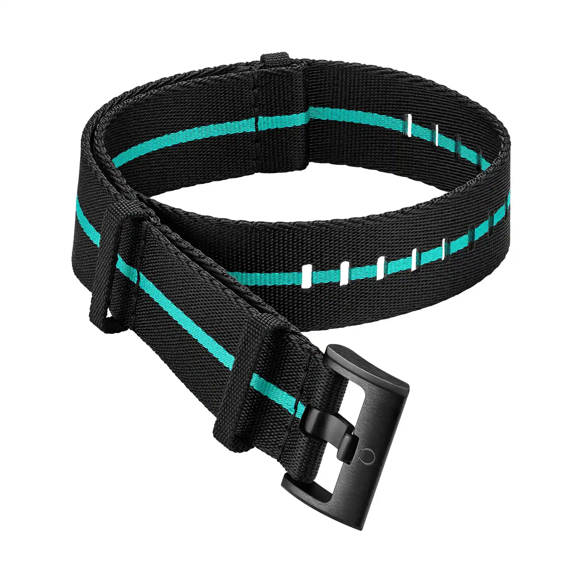 omega nato polyamide strap in black with turquoise stripe 031Z019989W 7b36d6