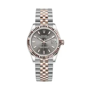 Fake Rolex Replica Watches Datejust 31 Rose Gold/Steel Slate Index Dial & Fluted Bezel Jubilee Bracelet 278271
