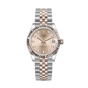 Fake Rolex Replica Watches Datejust 31 Rose Gold/Steel Rose Dial & Fluted Bezel Jubilee Bracelet 278271