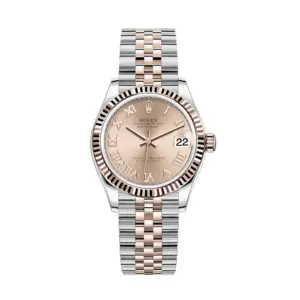rolex replica watch Datejust 31 Rose Gold/Steel Rose Roman Dial & Fluted Bezel Jubilee Bracelet 278271