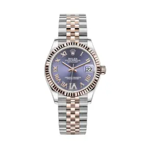 Fake Rolex Replica Watches Datejust 31 Rose Gold/Steel Aubergine Dial & Fluted Bezel Jubilee Bracelet 278271
