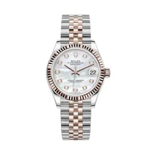 Fake Rolex Replica Watches Datejust 31 Rose Gold/Steel White Mother of Pearl Dial & Fluted Bezel Jubilee Bracelet 278271-0026