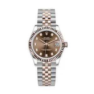 Fake Rolex Replica Watches Datejust 31 Rose Gold/Steel Chocolate Dial & Fluted Bezel Jubilee Bracelet M278271-0028