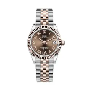 Fake Rolex Replica watches Datejust 31 Rose Gold/Steel Chocolate Roman Dial & Fluted Bezel Jubilee Bracelet 278271