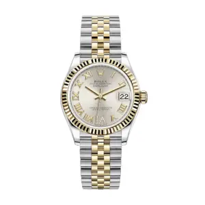 Fake Rolex Replica Watches Lady-Datejust 31 Yellow Gold/Steel Silver Roman Diamond VI Dial & Fluted Bezel Jubilee Bracelet M278273-0004