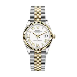 Fake Rolex Replica Watches Lady-Datejust 31 Yellow Gold/Steel White Roman Dial & Fluted Bezel Jubilee Bracelet 278273