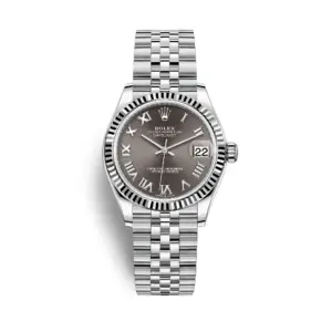 Fake Rolex Replica Watches Datejust 31 White Gold/Steel Dark Grey Roman Dial & Fluted Bezel Jubilee Bracelet M278274-0022