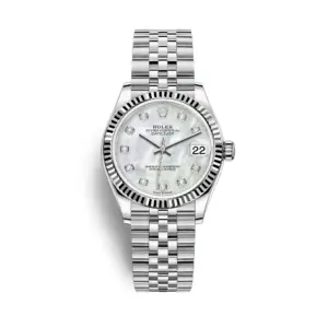 Fake Rolex Replica Watches Datejust 31 White Gold/Steel White Mother Of Pearl Diamond Dial & Fluted Bezel Jubilee Bracelet 278274