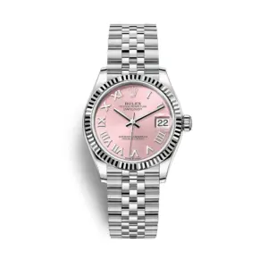 Fake Rolex Replica Watches Datejust 31 White Gold/Steel Pink Roman Dial & Fluted Bezel Jubilee Bracelet M278274-0020