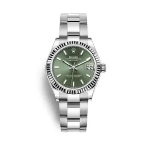 rolex replica watch Datejust 31 White Gold/Steel Mint Green Index Dial & Fluted Bezel Oyster Bracelet 278274