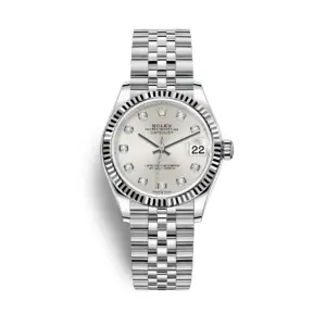 Fake Rolex Replica Watches Datejust 31 White Gold/Steel Silver Diamond Dial & Fluted Bezel Jubilee Bracelet 278274
