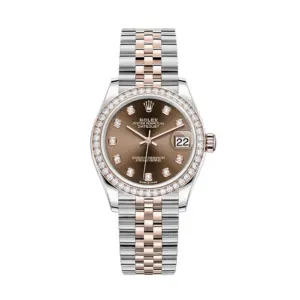 Fake Rolex Replica Watches Lady-Datejust 31 Rose Gold/Steel Chocolate Diamond Dial & Diamond Bezel Jubilee Bracelet 278381RBR