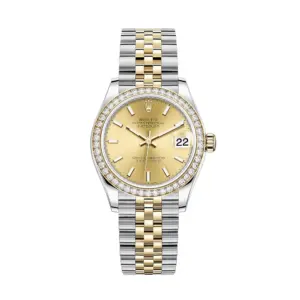 rolex replica Datejust 31 Yellow Gold/Steel Champagne Index Dial & Diamond Bezel Jubilee Bracelet 278383RBR