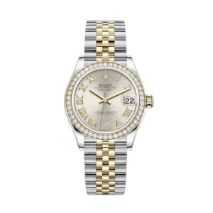 Fake Rolex Replica Watches Datejust 31 Yellow Gold/Steel Silver Roman Dial & Diamond Bezel Jubilee Bracelet 278383RBR