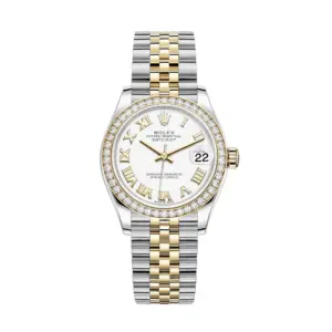Fake Rolex Replica Watches Datejust 31 Yellow Gold/Steel White Roman Dial & Diamond Bezel Jubilee Bracelet 278383RBR