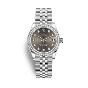 rolex replica Datejust 31mm Womens White Gold/Steel Dark Grey Diamond Dial & Bezel Jubilee Bracelet 278384RBR