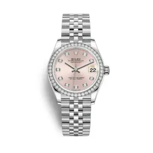 rolex replica Datejust 31mm Womens White Gold/Steel Pink Diamond Dial & Bezel Jubilee Bracelet 278384RBR