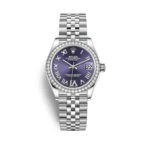 rolex replica Datejust 31mm Womens White Gold/Steel Aubergine Roman VI Diamond Dial & Bezel Jubilee Bracelet 278384RBR