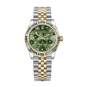 Rolex Datejust 31mm Womens 278273 Olive Green Floral motif set with Diamonds