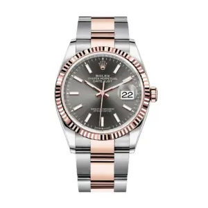 Fake Rolex Replica watches Datejust 36 Rose Gold/Steel Slate Index Dial & Fluted Bezel Oyster Bracelet 126231