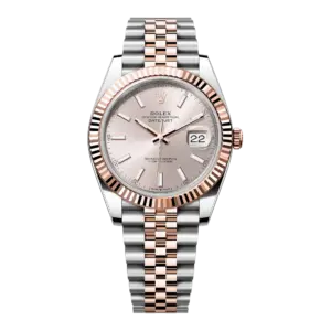 Rolex Datejust 41 Rose Gold/Steel Sundust Index Dial Fluted Bezel Jubilee Bracelet M126331-0010