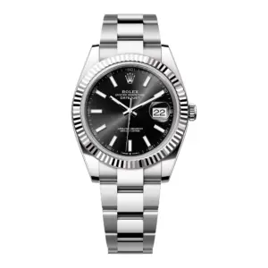 Fake Rolex Replica Watches Datejust 41 White Gold/Steel Black Index Dial Fluted Bezel Oyster Bracelet 126334
