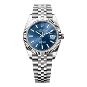 Super Clone Rolex Replica Datejust 41 White Gold/Steel Blue Index Dial Fluted Bezel Jubilee Bracelet 126334