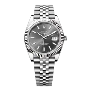 Fake Rolex Replica Watches Datejust 41 White Gold/Steel Slate Index Dial Fluted Bezel Jubilee Bracelet 126334