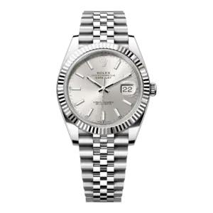 Rolex Datejust 41mm White Gold/Steel Silver Index Dial Fluted Bezel Jubilee Bracelet m126334-0004