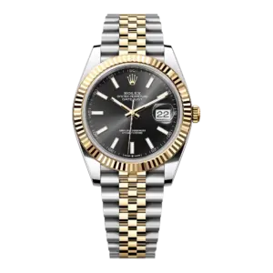 Fake Rolex Replica Watches Datejust 41 Yellow Gold/Steel Black Index Dial Fluted Bezel Jubilee Bracelet 126333
