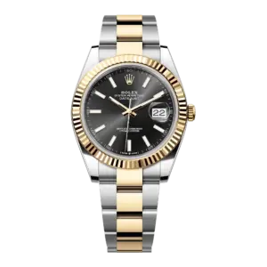 Super Clone Rolex Replica Datejust 41 Yellow Gold/Steel Black Index Dial Fluted Bezel Oyster Bracelet 126333