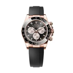 Fake Rolex Replica Watch Daytona Rose Gold Bright Black/Sundust Dial Oysterflex Rubber Bracelet 126515LN