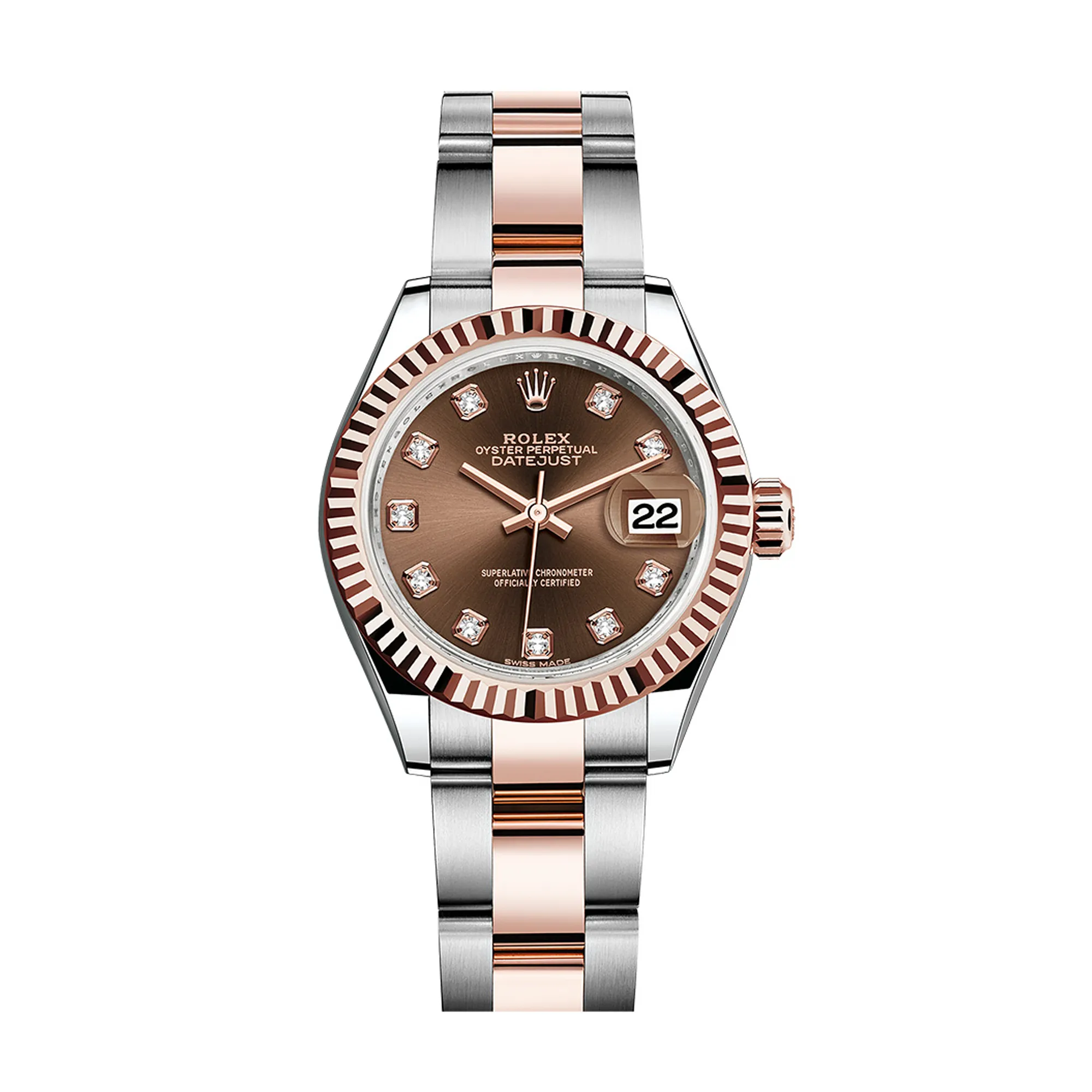 Fake Rolex Replica watches Lady Datejust 28mm Everose Fluted Two-Tone 279171CDFO