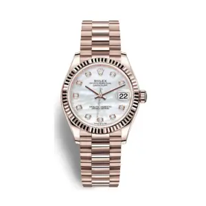 Fake Rolex Replica Watches Datejust 31 Rose Gold White Mother of Pearl Dial & Fluted Bezel President Bracelet 278275