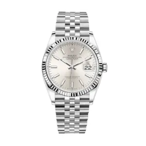 Fake Rolex Replica watches Datejust 36 White Gold/Steel Silver Index Dial & Fluted Bezel Jubilee Bracelet 126234