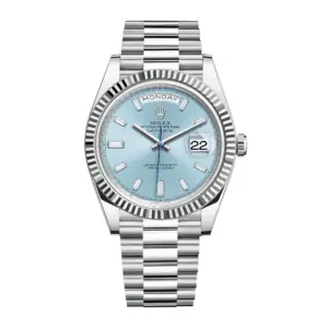 Rolex Platinum President Day Date 40 Ice Blue Baguette 228236