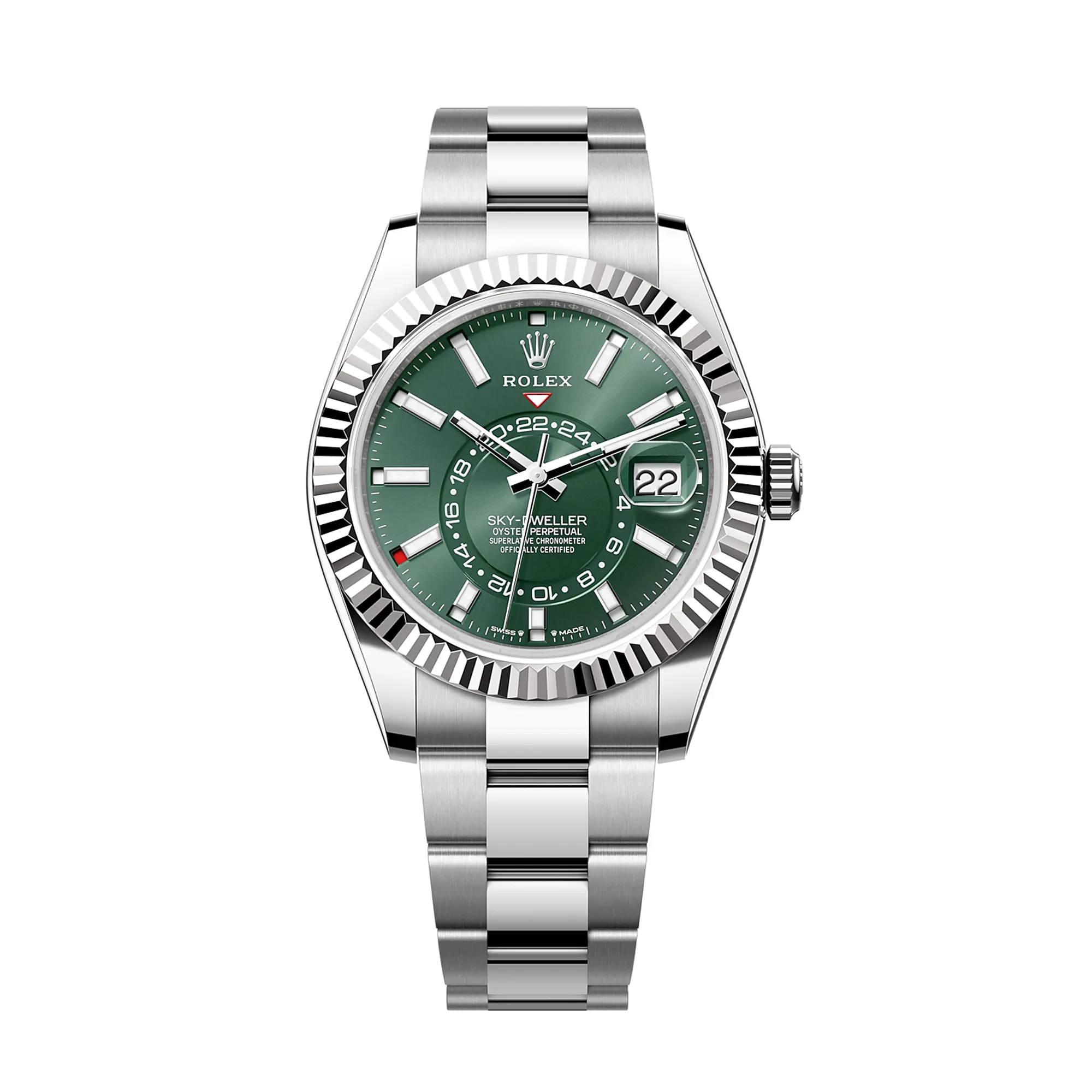 Fake Rolex Replica watches Stainless Steel Sky Dweller 336934 Green Oyster