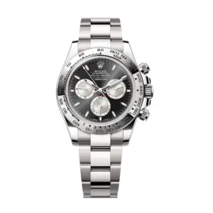 Fake Rolex Replica Watches White Gold Bright Black/Steel Dial Oyster Bracelet Daytona m126509-0001