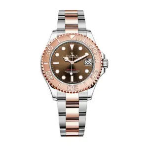 Fake Rolex Replica Watches Yacht-Master 37 Rose Gold/Steel Chocolate Dial Oyster Bracelet M268621-0003