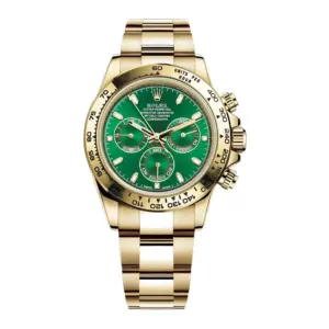 Fake Rolex Replica Watches Daytona Yellow Gold Green Dial Oyster Bracelet m116508-0013