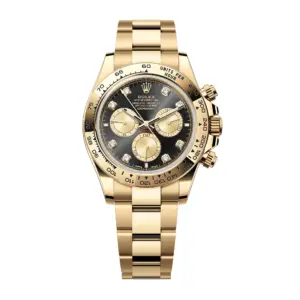 Fake Rolex Replica Watches Yellow Daytona Yellow Gold Bright Black & Golden Diamond Dial Oyster Bracelet m126508-0003