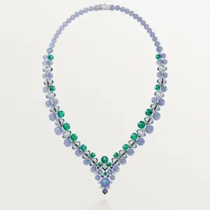 white gold fluted emerald and chalcedony beads cabochonand Cartier H7000863