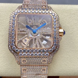 iced out watch santos de cartier large steel skeleton dial wsxc1735869317574 0