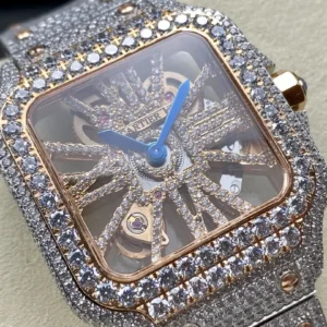 iced out watch santos de cartier large steel skeleton dial wsxc1735869366079 1